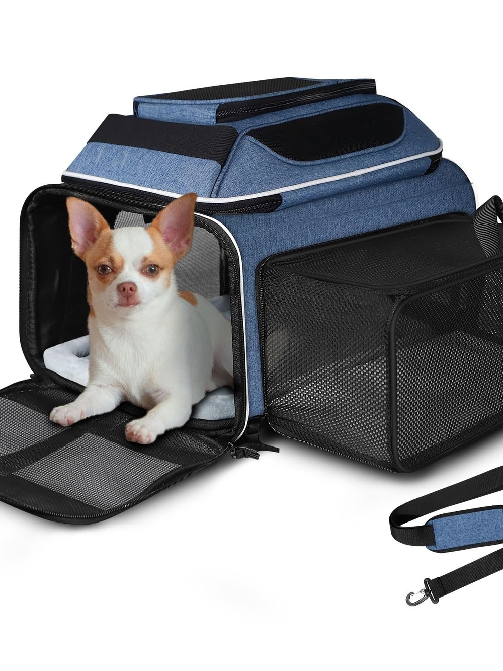Soft-Sided Carrier for Small Pets with Locking Safety Zippers Anti-Scratch Mesh